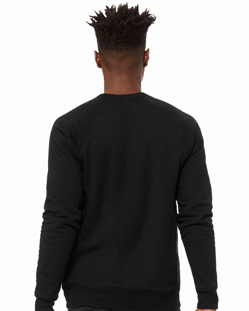 Unisex Sponge Fleece Raglan Crewneck Sweatshirt - OnModelBack - B85106062 - Black Heather