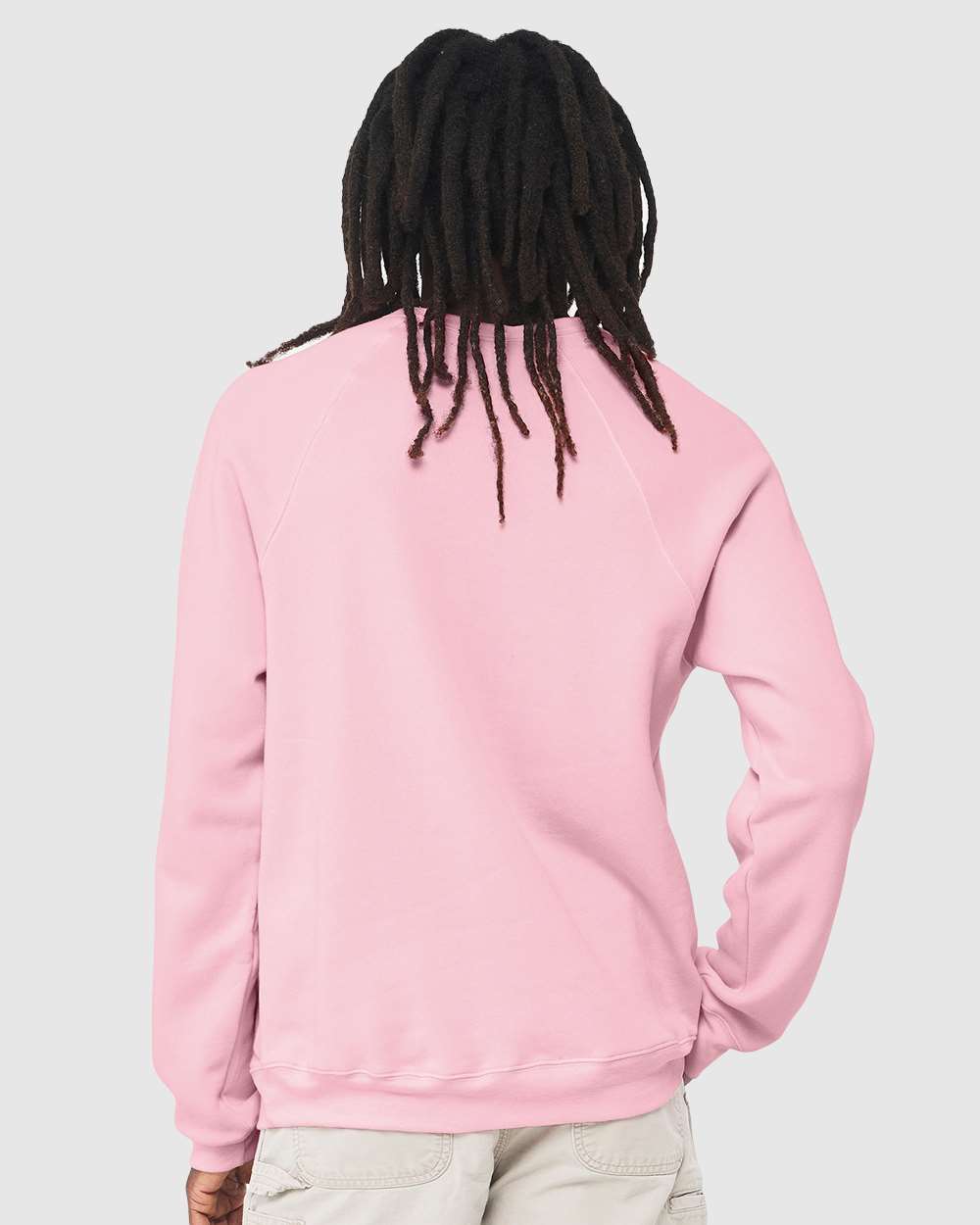 Unisex Sponge Fleece Raglan Crewneck Sweatshirt - OnModelBack - B85106122 - Pink