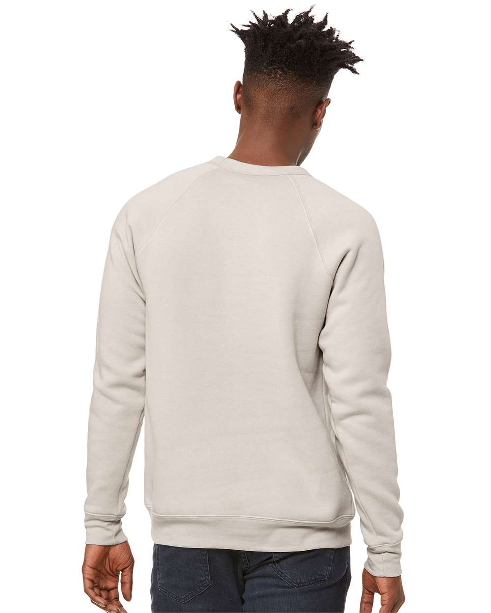 Unisex Sponge Fleece Raglan Crewneck Sweatshirt - OnModelBack - B85106152 - Heather Dust