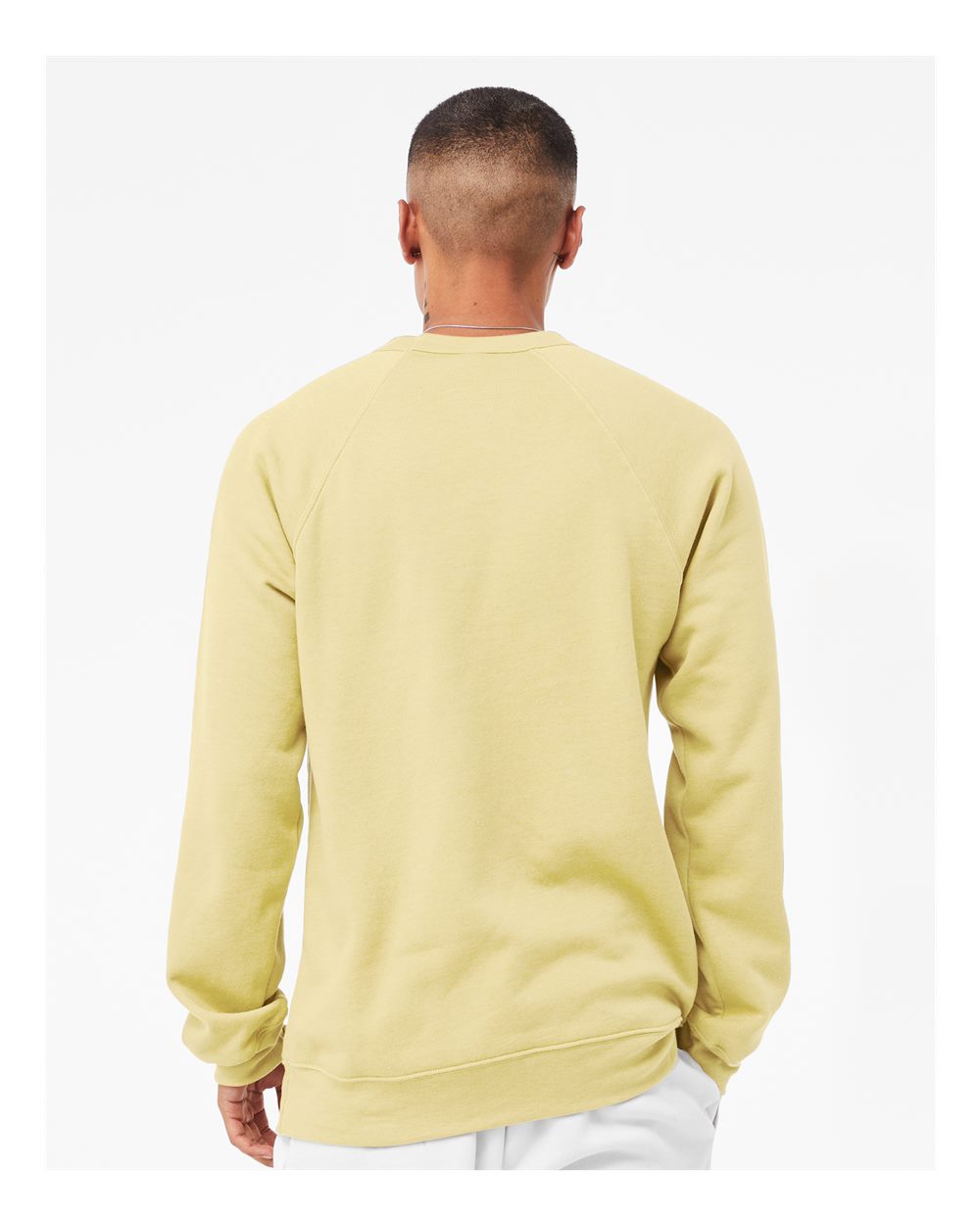 Unisex Sponge Fleece Raglan Crewneck Sweatshirt - OnModelBack - B85106242 - French Vanilla