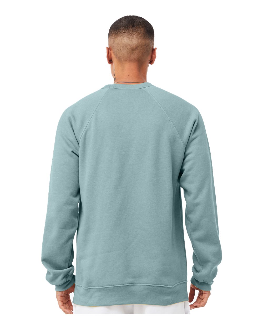 Unisex Sponge Fleece Raglan Crewneck Sweatshirt - OnModelBack - B85106262 - Heather Blue Lagoon