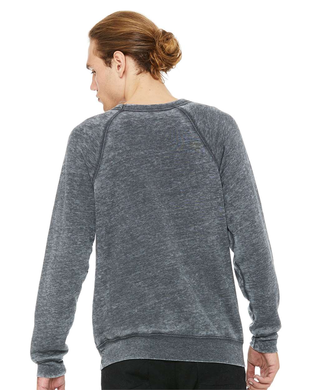 Unisex Sponge Fleece Raglan Crewneck Sweatshirt - OnModelBack - B85106352 - Grey Acid Wash