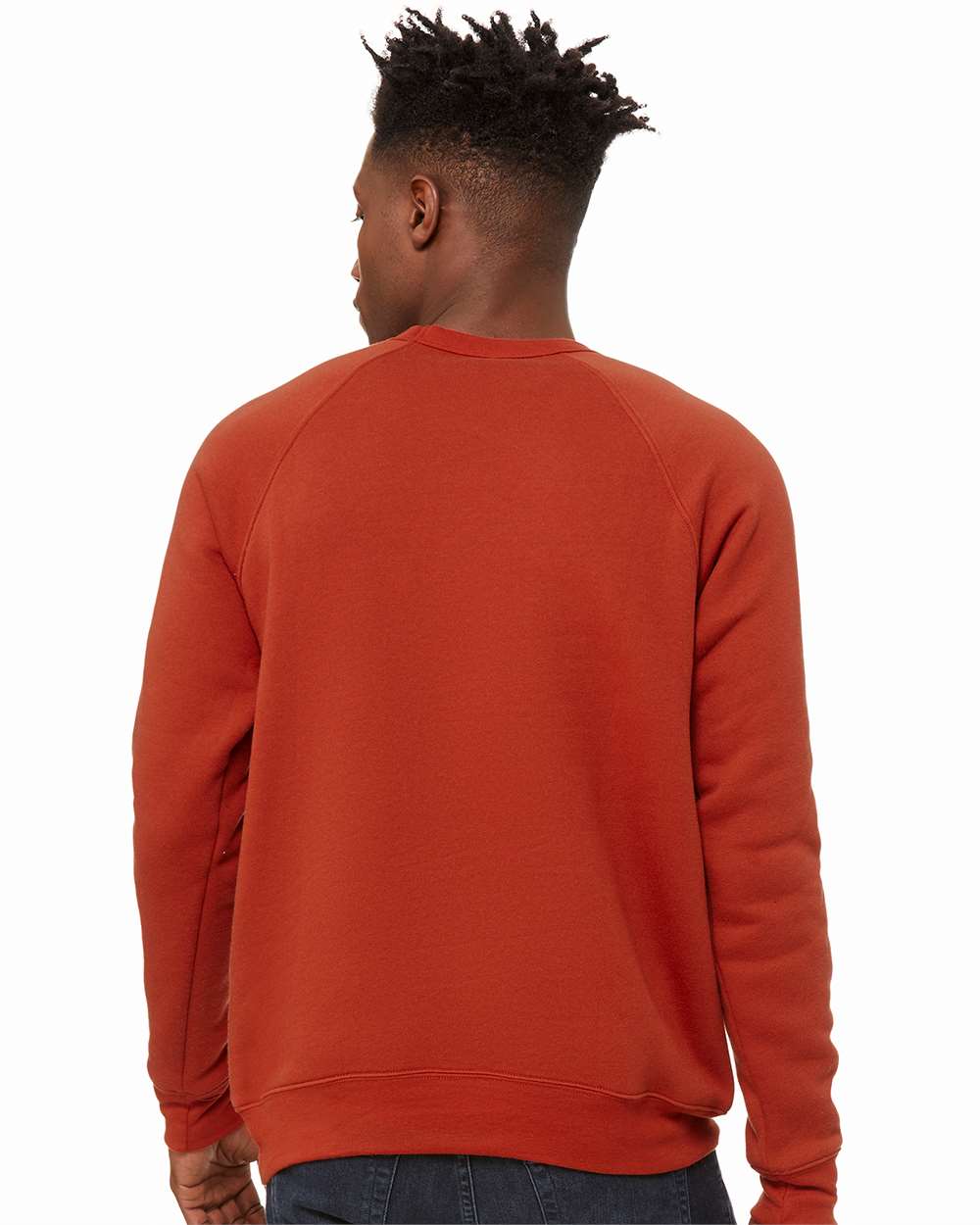 Unisex Sponge Fleece Raglan Crewneck Sweatshirt - OnModelBack - B85106612 - Brick