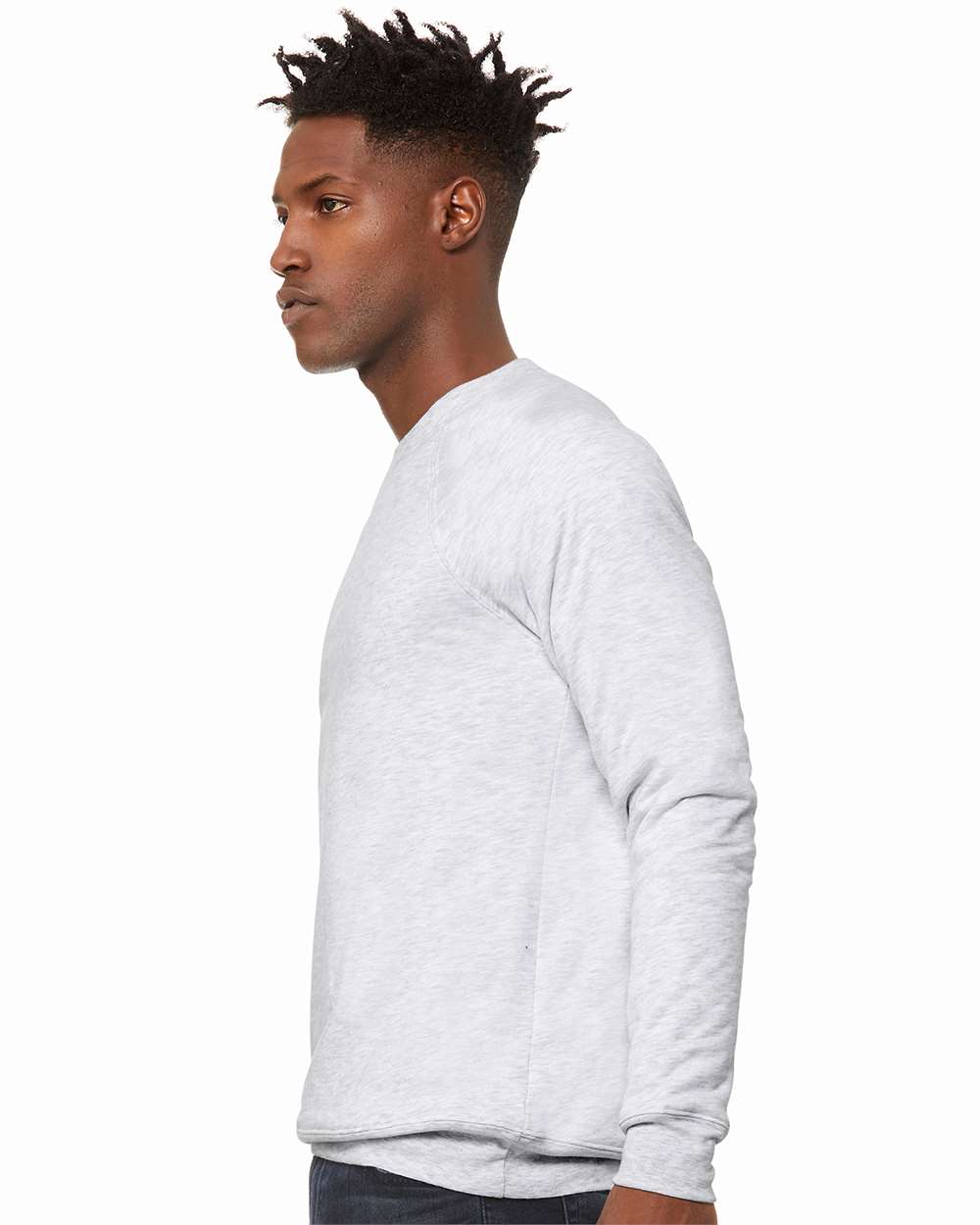 Unisex Sponge Fleece Raglan Crewneck Sweatshirt - OnModelSide - B85106022 - Ash