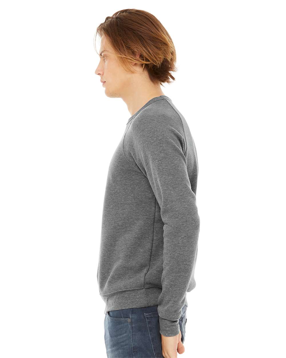 Unisex Sponge Fleece Raglan Crewneck Sweatshirt - OnModelSide - B85106112 - Deep Heather