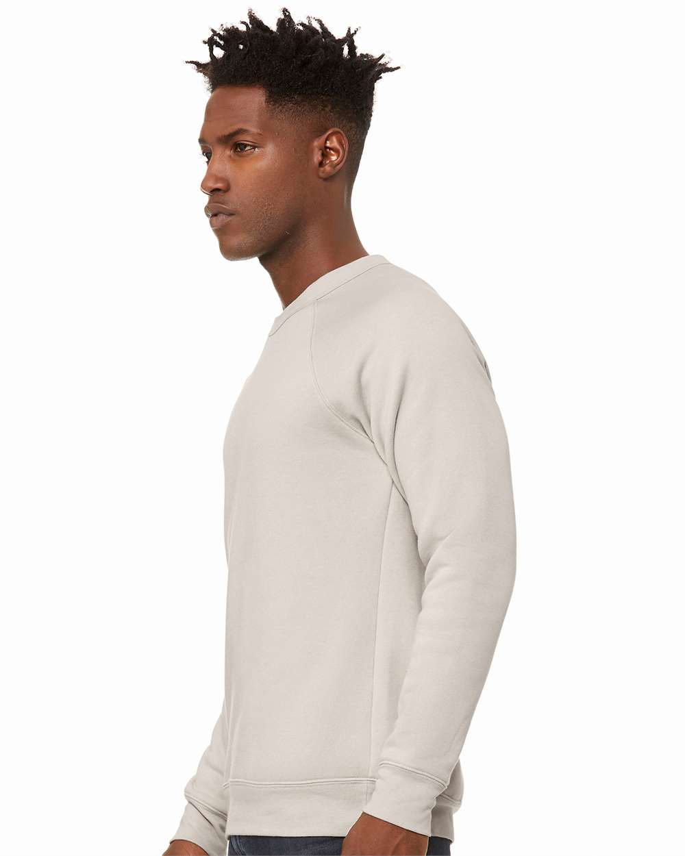 Unisex Sponge Fleece Raglan Crewneck Sweatshirt - OnModelSide - B85106152 - Heather Dust