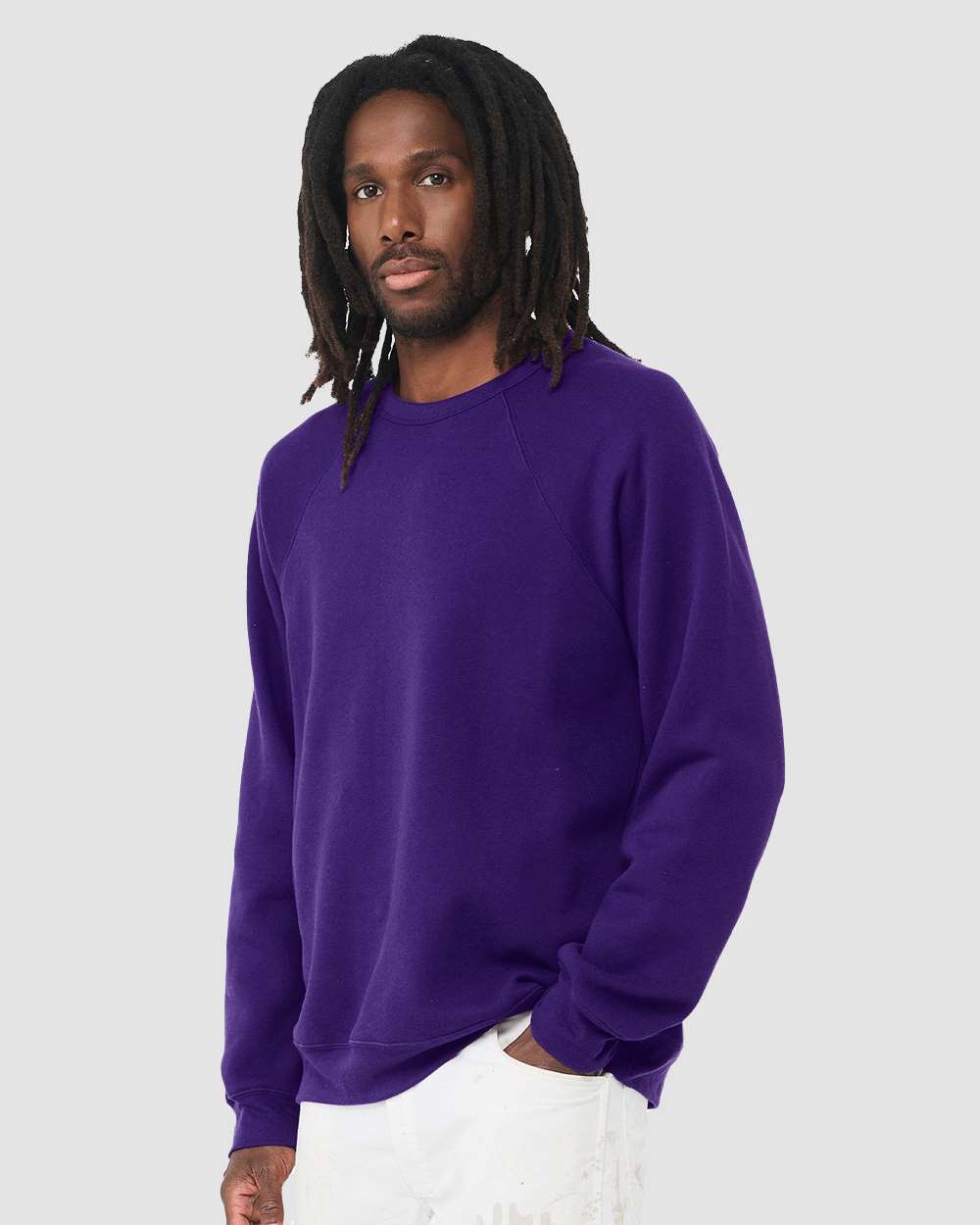 Unisex Sponge Fleece Raglan Crewneck Sweatshirt - OnModelSide - B85106162 - Team Purple