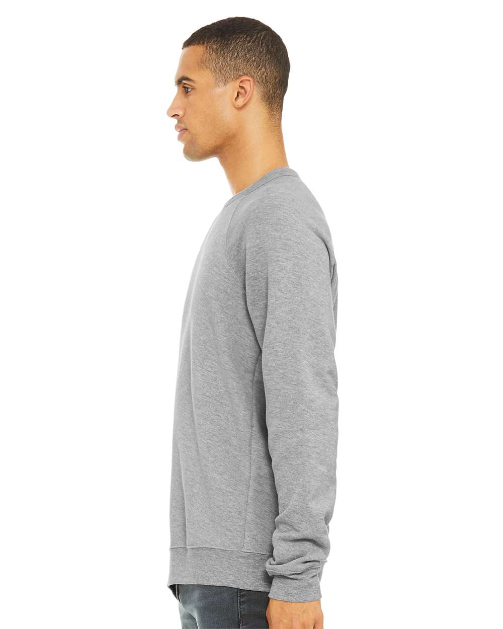 Unisex Sponge Fleece Raglan Crewneck Sweatshirt - OnModelSide - B85106572 - Athletic Heather