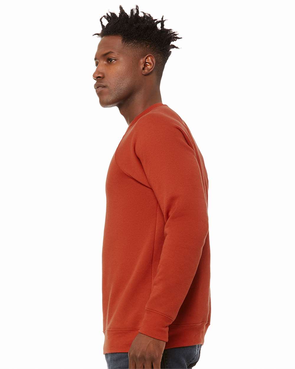 Unisex Sponge Fleece Raglan Crewneck Sweatshirt - OnModelSide - B85106612 - Brick