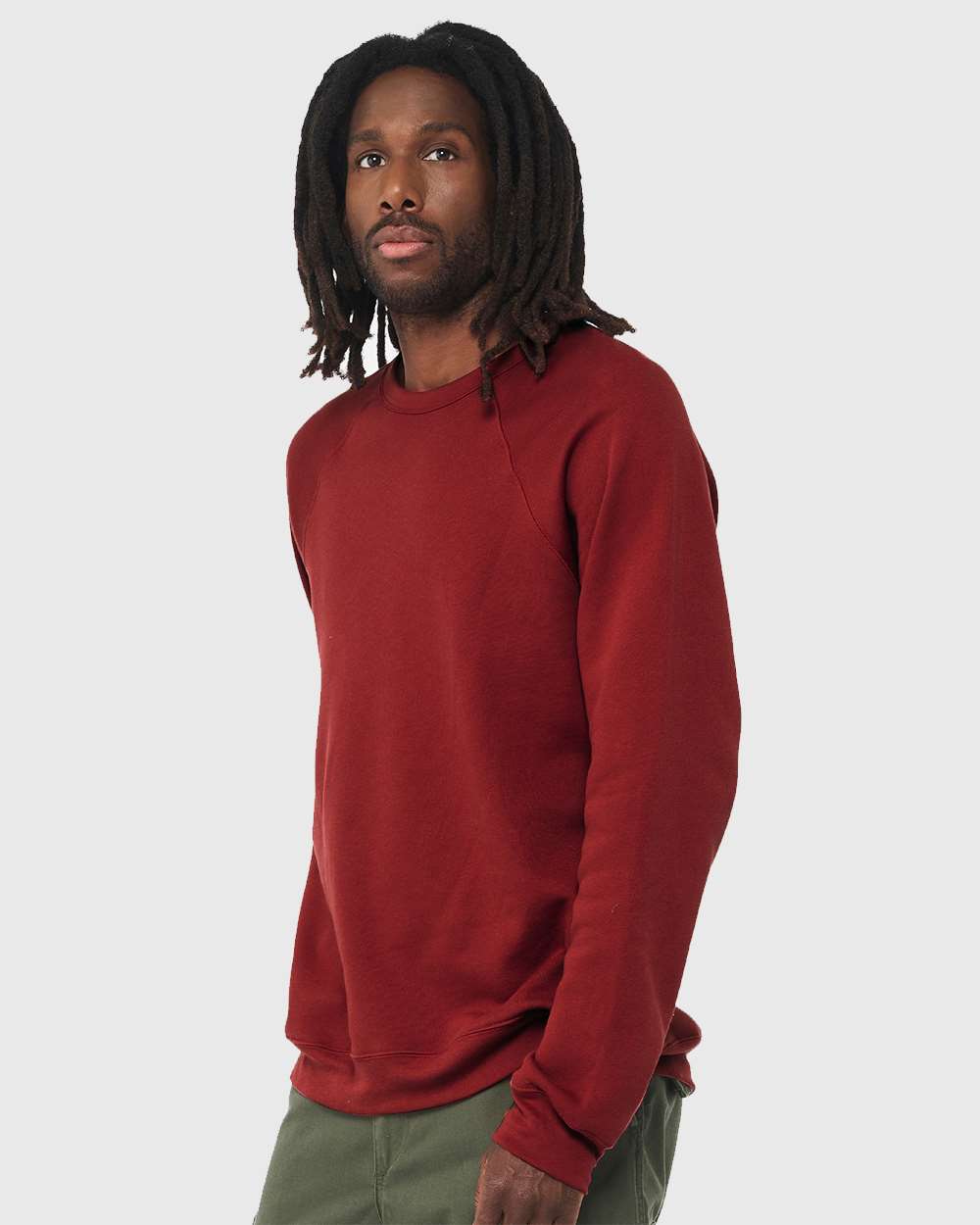 Unisex Sponge Fleece Raglan Crewneck Sweatshirt - OnModelSide - B85106642 - Cardinal