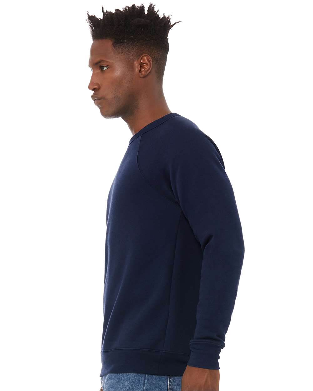 Unisex Sponge Fleece Raglan Crewneck Sweatshirt - OnModelSide - B85106662 - Navy