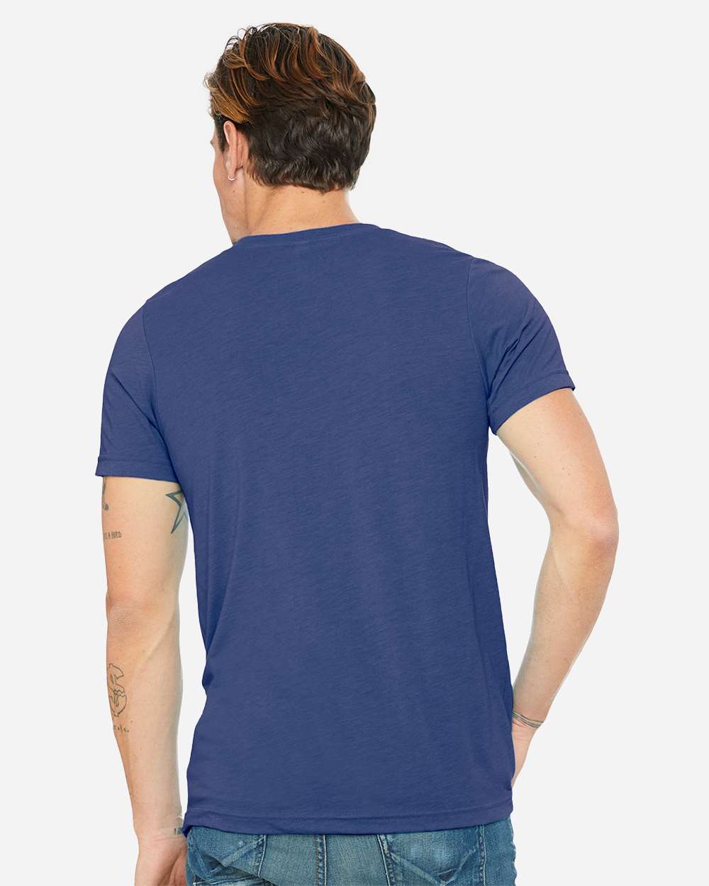 Unisex Triblend V-Neck Tee - OnModelBack - B02006752 - True Royal Triblend