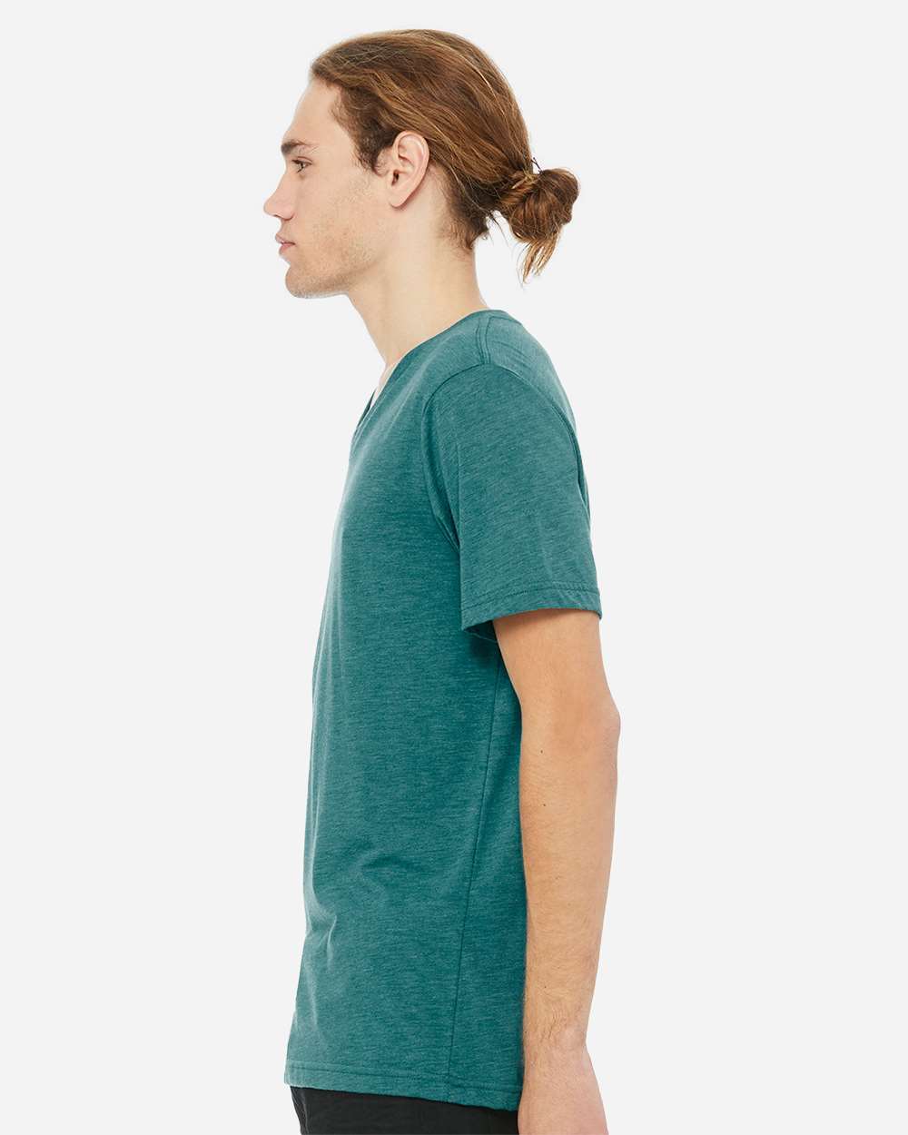Unisex Triblend V-Neck Tee - OnModelSide - B02006762 - Teal Triblend