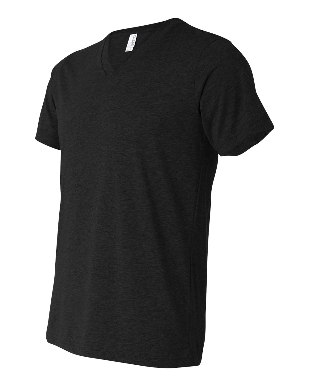 Unisex Triblend V-Neck Tee - Side - B02006102 - Black Heather Triblend
