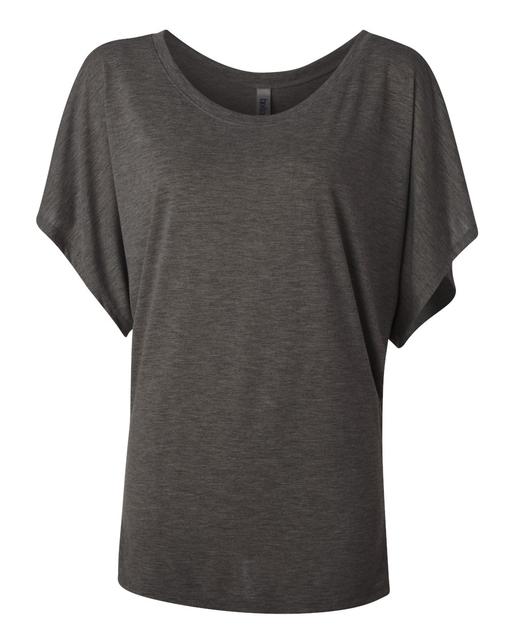 Women’s Flowy Draped Dolman Tee - Front - B55306093 - Dark Grey Heather