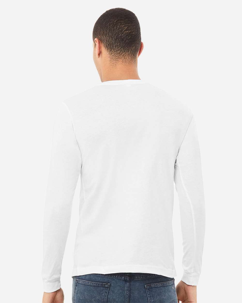 Unisex Triblend Long Sleeve Tee - OnModelBack - B11606012 - Solid White Triblend