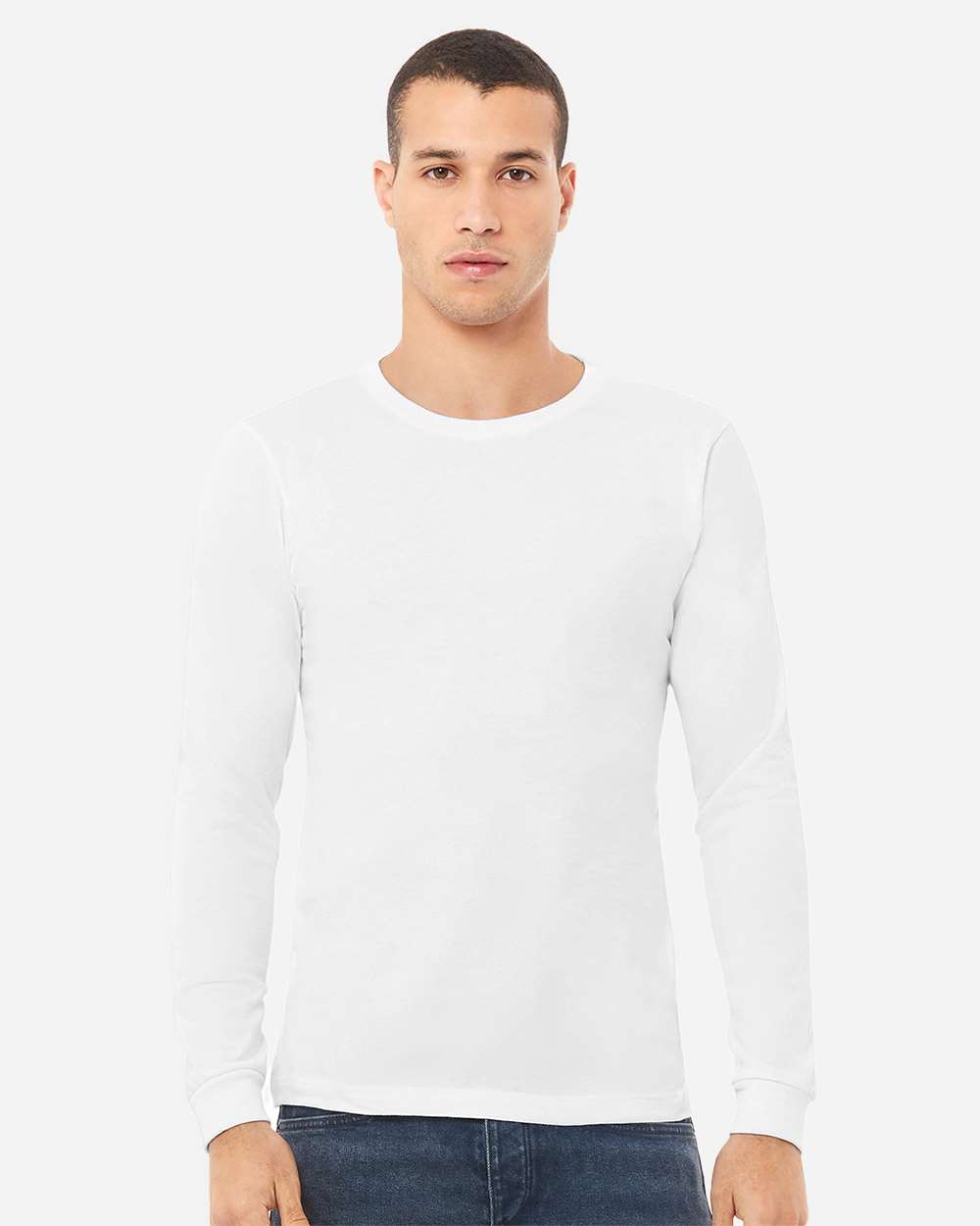 Unisex Triblend Long Sleeve Tee - OnModelFront - B11606012 - Solid White Triblend