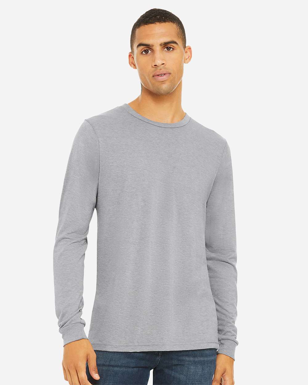 Unisex Triblend Long Sleeve Tee - OnModelFront - B11606582 - Athletic Grey Triblend