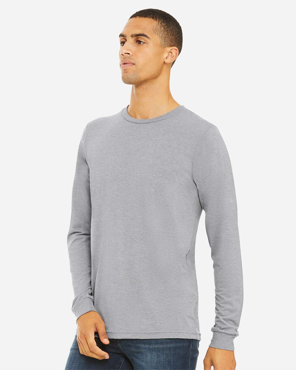Unisex Triblend Long Sleeve Tee - OnModelSide - B11606582 - Athletic Grey Triblend