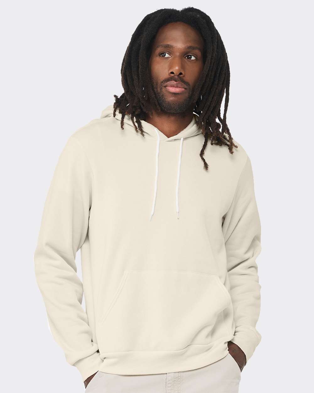 Unisex Sponge Fleece Hoodie - OnModelFront - B86306232 - Natural