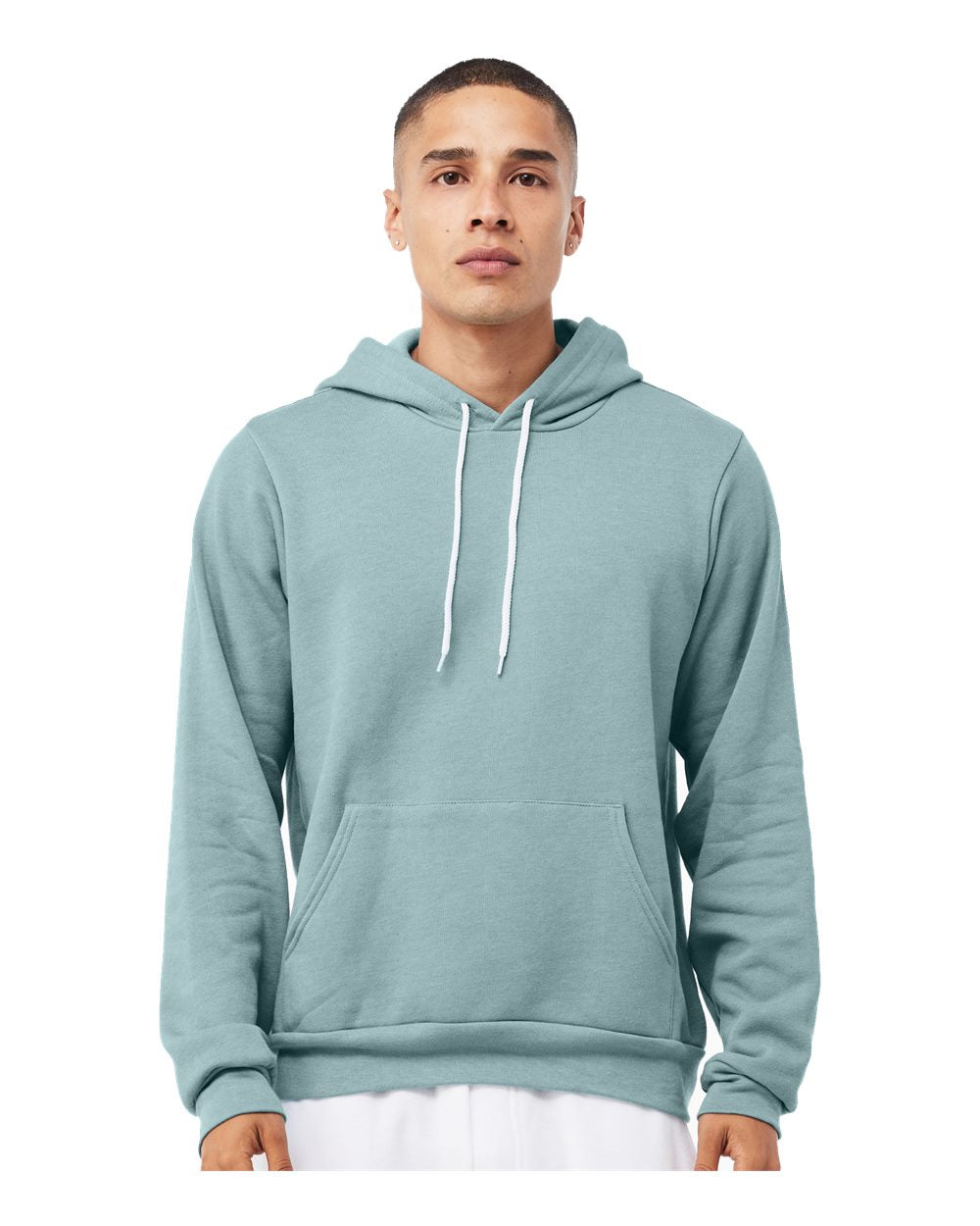 Unisex Sponge Fleece Hoodie - OnModelFront - B86306452 - Heather Blue Lagoon