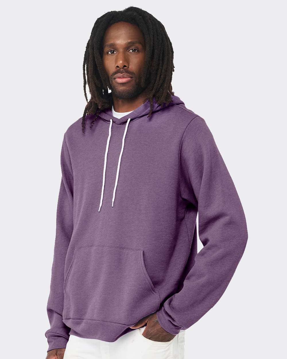 Unisex Sponge Fleece Hoodie - OnModelSide - B86306212 - Heather Team Purple