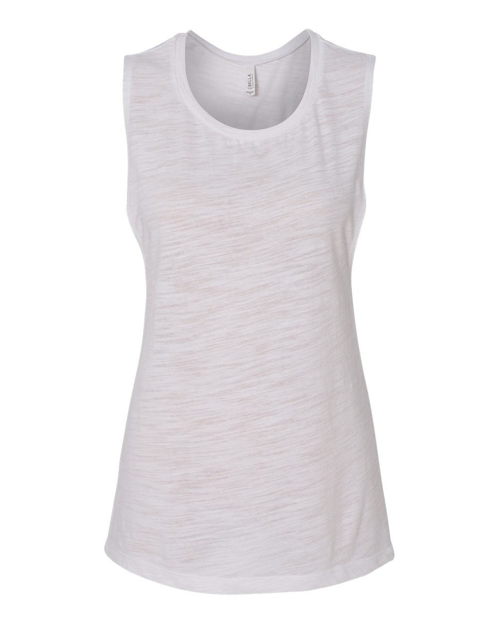 Women's Flowy Scoop Muscle Tank - Front - B55806023 - White Slub