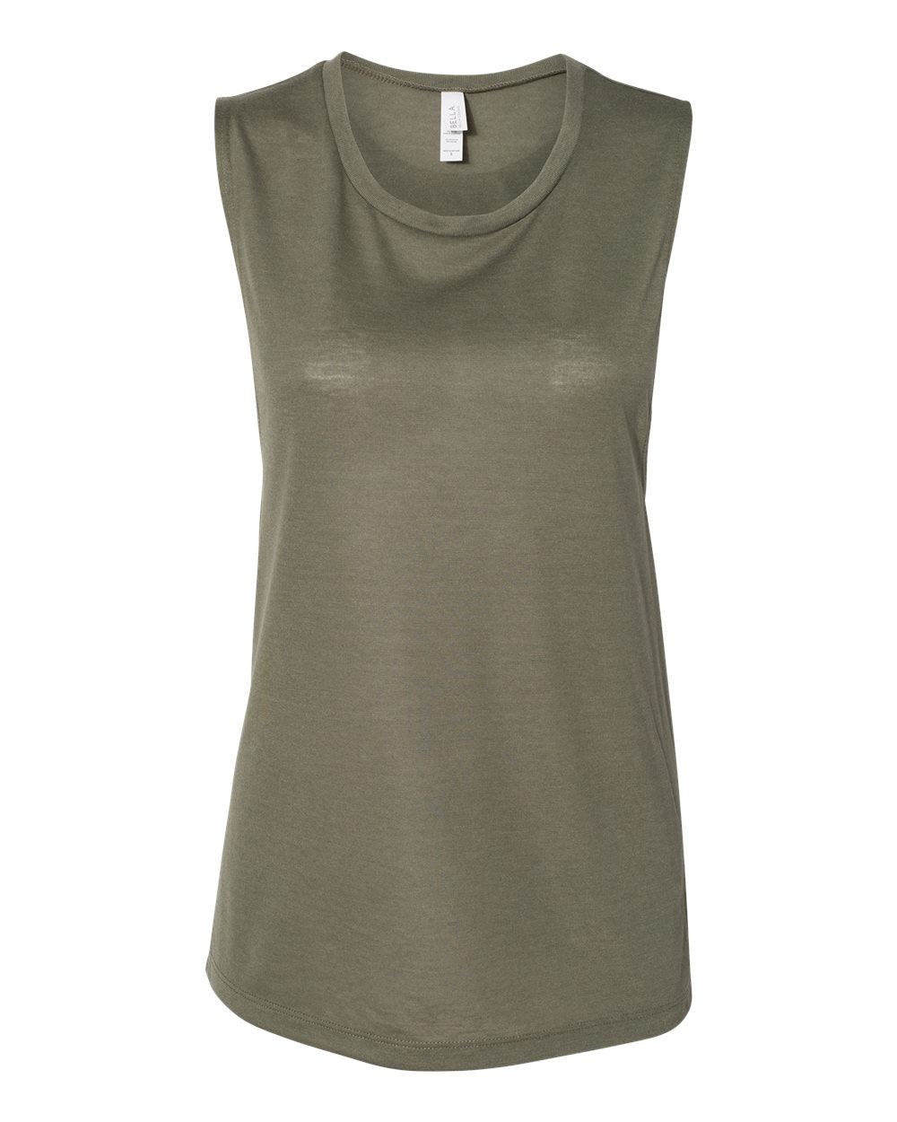 Women's Flowy Scoop Muscle Tank - Front - B55806063 - Military Green