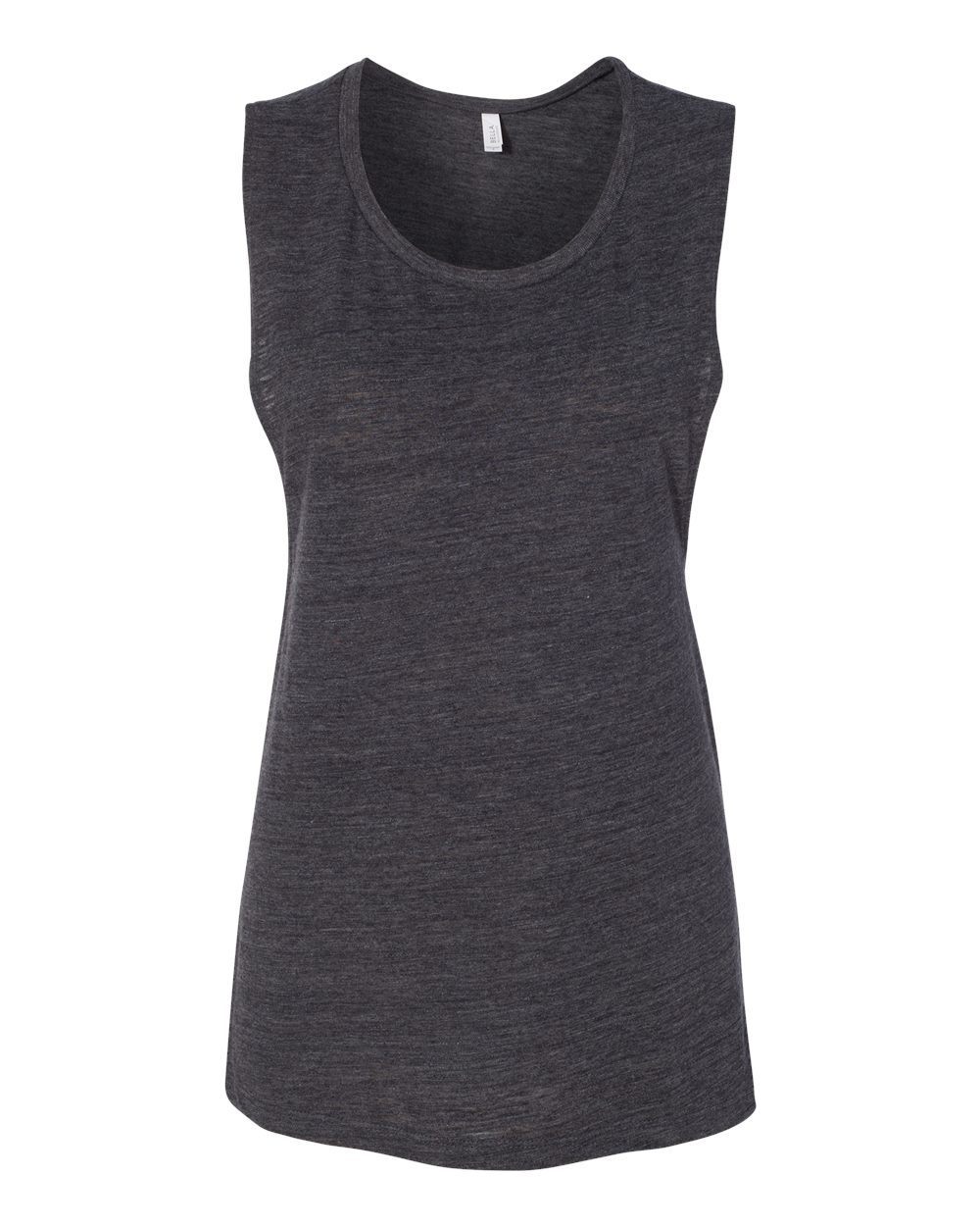 Women's Flowy Scoop Muscle Tank - Front - B55806523 - Charcoal Black Slub