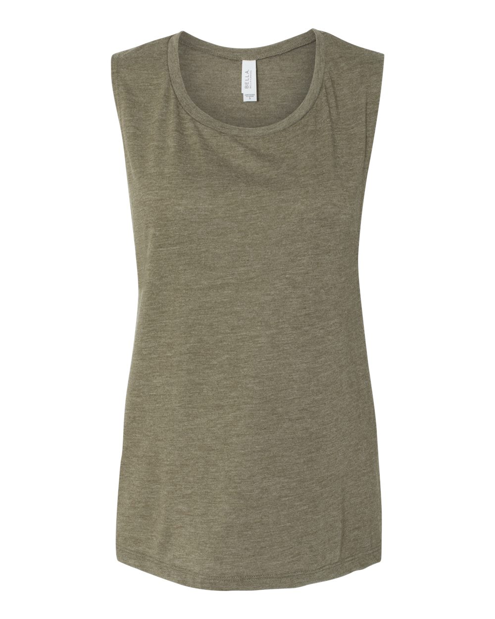 Women's Flowy Scoop Muscle Tank - Front - B55806603 - Heather Olive