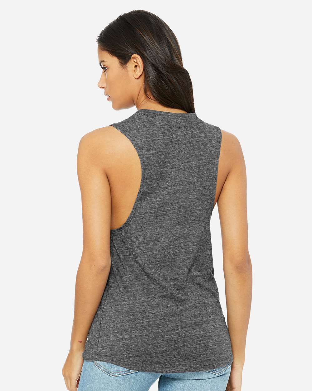 Women's Flowy Scoop Muscle Tank - OnModelBack - B55806133 - Asphalt Slub