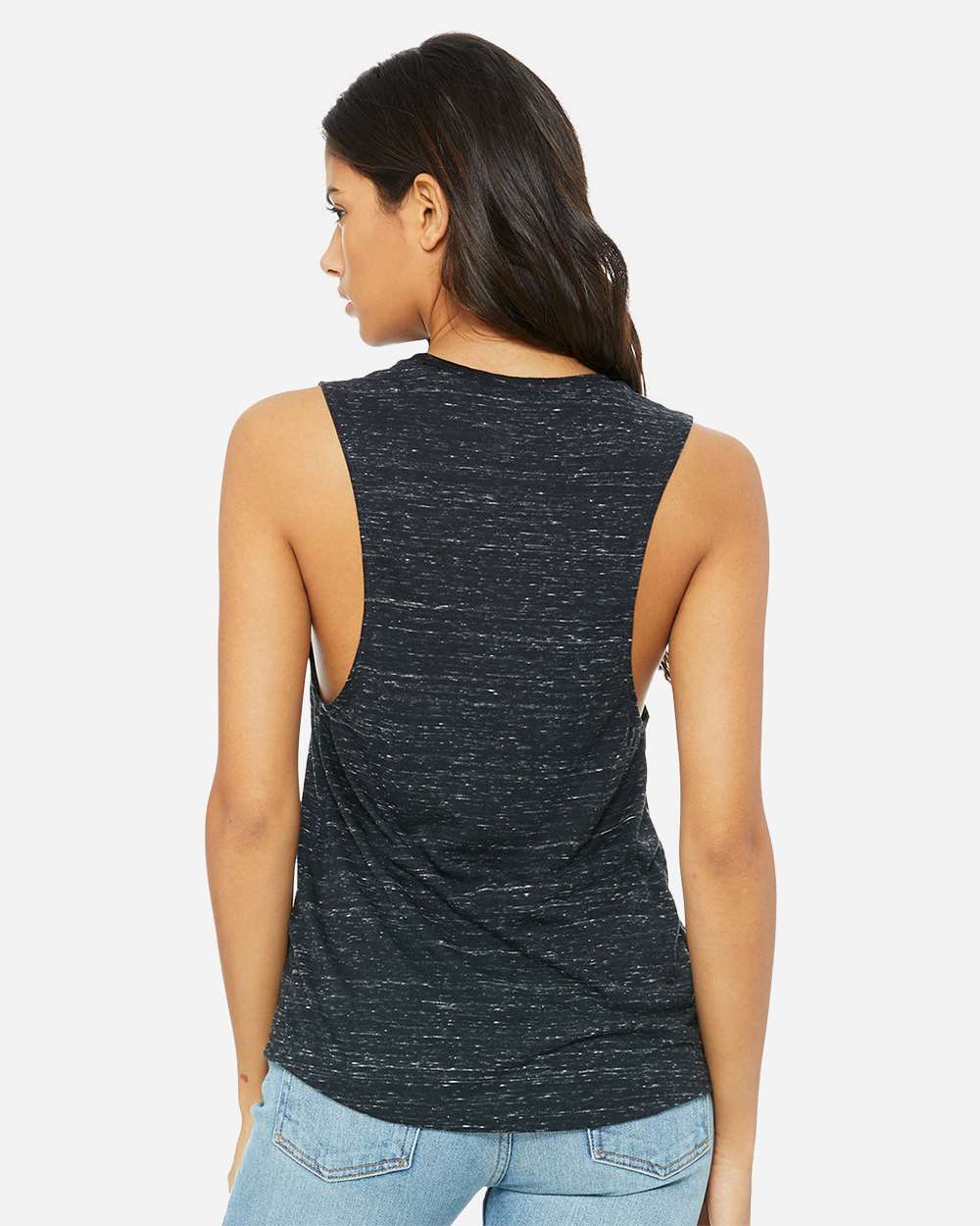 Women's Flowy Scoop Muscle Tank - OnModelBack - B55806513 - Black Marble