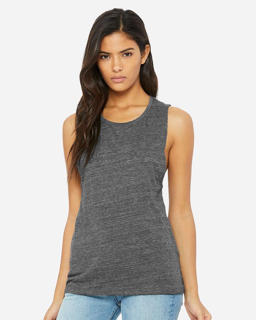 Women's Flowy Scoop Muscle Tank - OnModelFront - B55806133 - Asphalt Slub