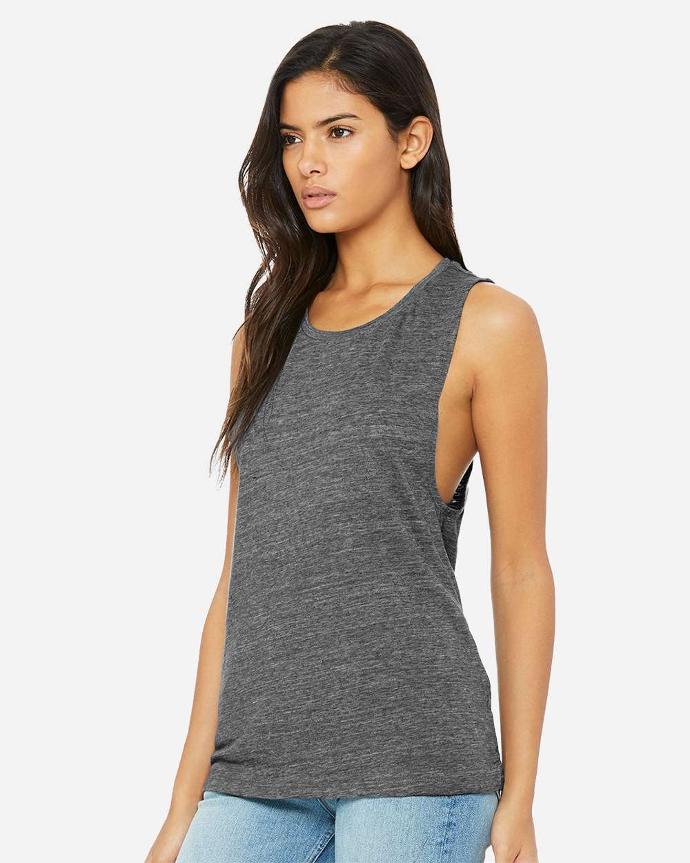 Women's Flowy Scoop Muscle Tank - OnModelSide - B55806133 - Asphalt Slub