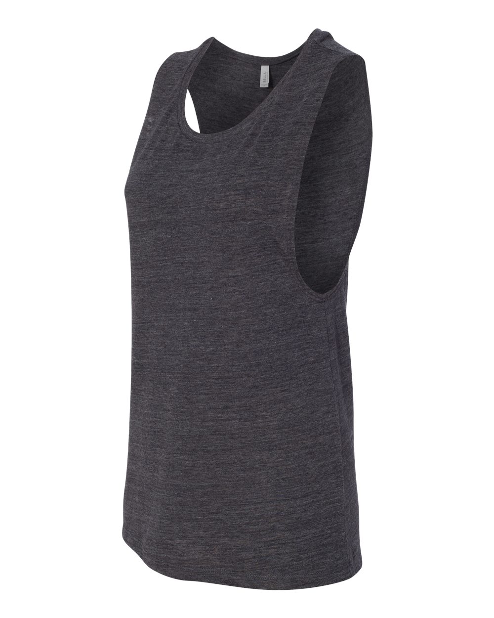 Women's Flowy Scoop Muscle Tank - Side - B55806523 - Charcoal Black Slub