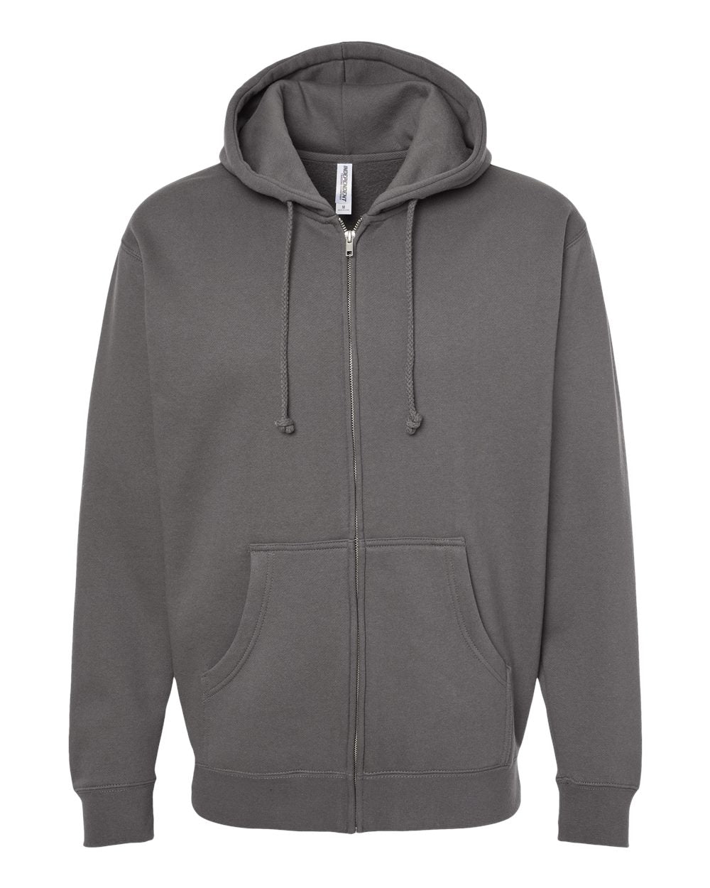 Unisex Heavyweight Full-Zip Hooded Sweatshirt - Front - B20476102 - Solid Charcoal