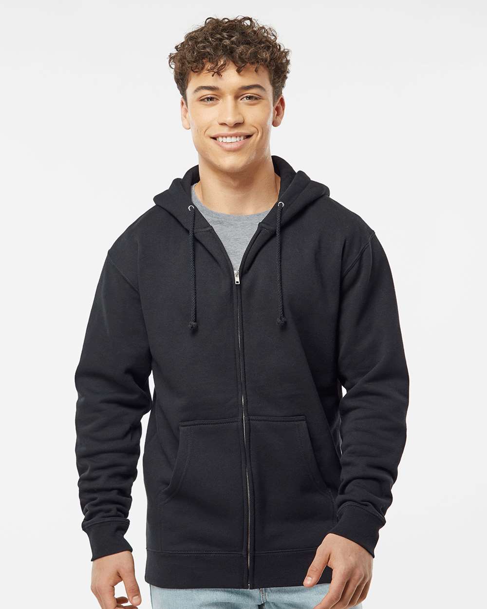 Unisex Heavyweight Full-Zip Hooded Sweatshirt - OnModelFront - B20476502 - Black