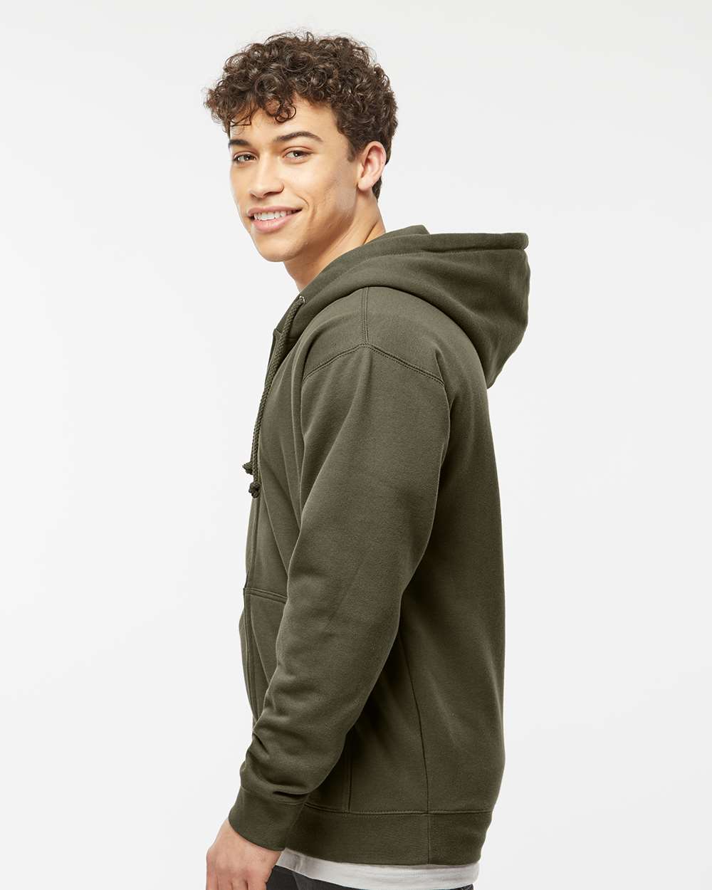 Unisex Heavyweight Full-Zip Hooded Sweatshirt - OnModelSide - B20476642 - Army