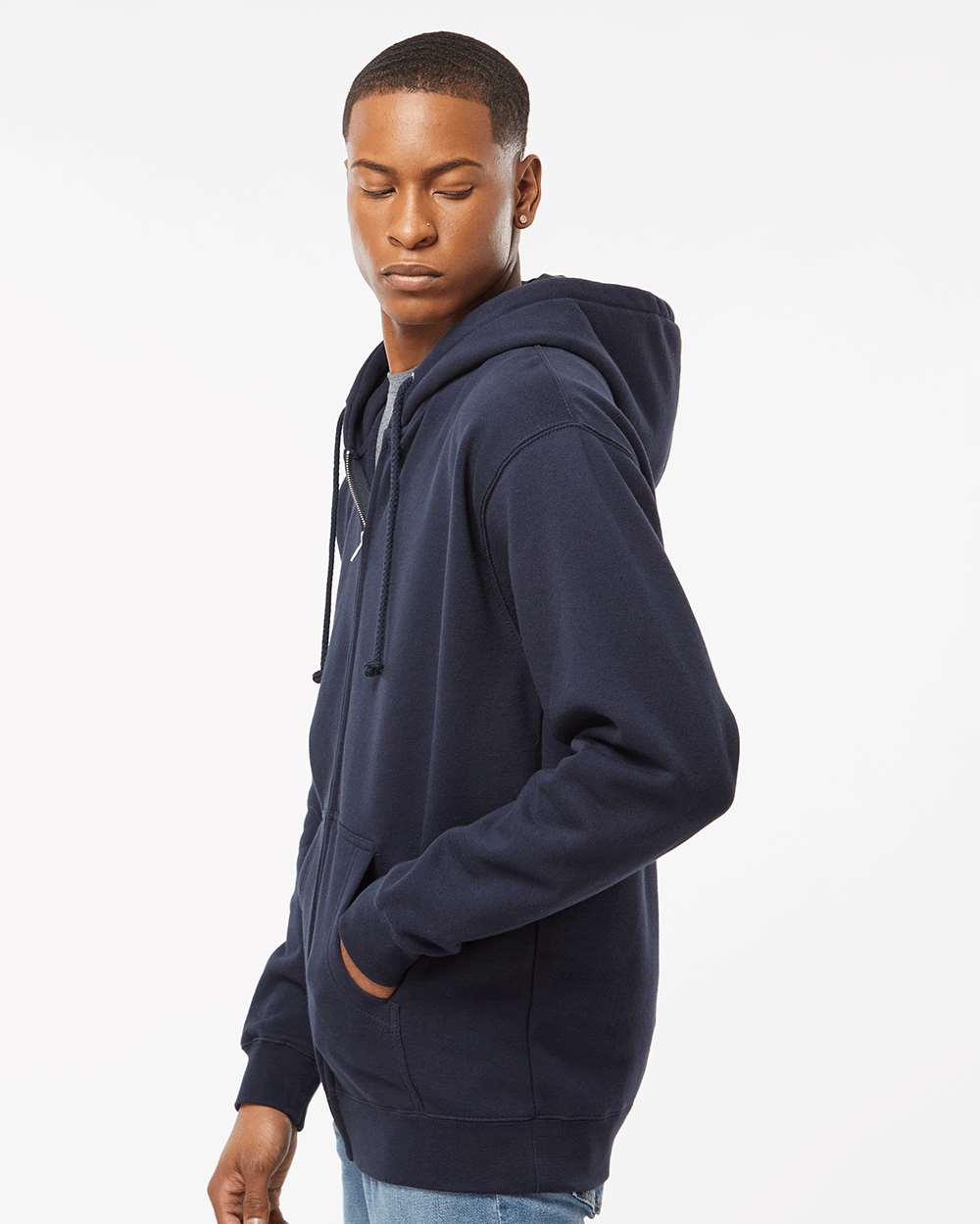 Unisex Heavyweight Full-Zip Hooded Sweatshirt - OnModelSide - B20476652 - Navy