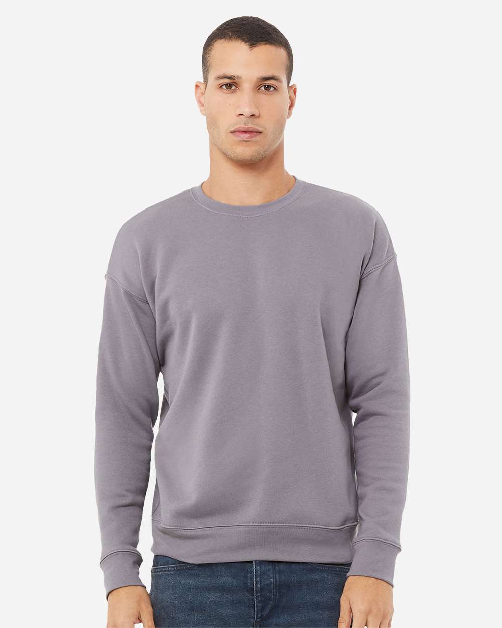 Unisex Sponge Fleece Drop Shoulder Crewneck Sweatshirt - OnModelFront - B37906852 - Storm