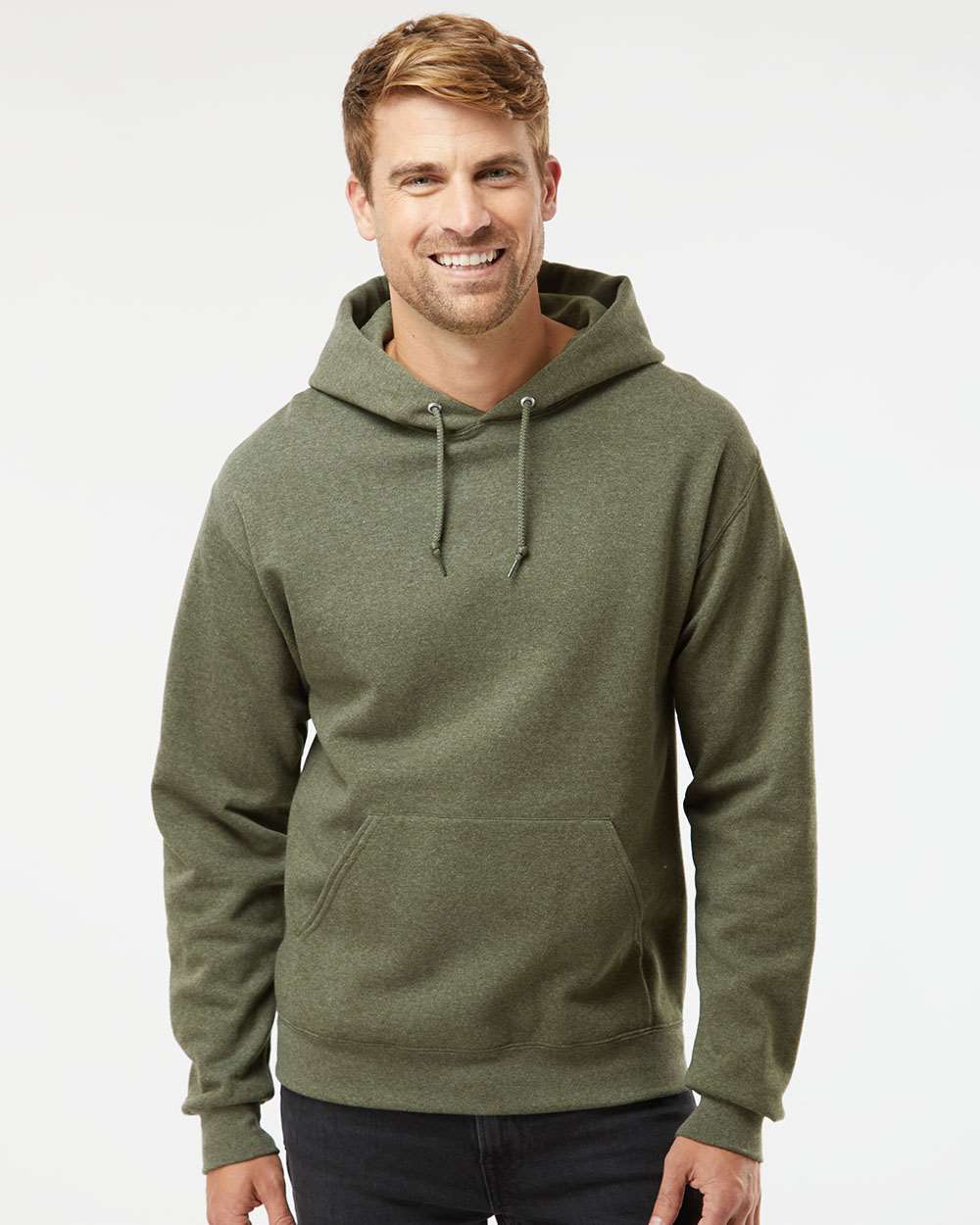 Unisex NuBlend® Hooded Sweatshirt - OnModelFront - B22035973 - Military Green Heather