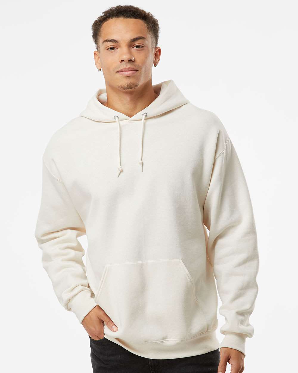 Unisex NuBlend® Hooded Sweatshirt - OnModelFront - B22035993 - Sweet Cream Heather