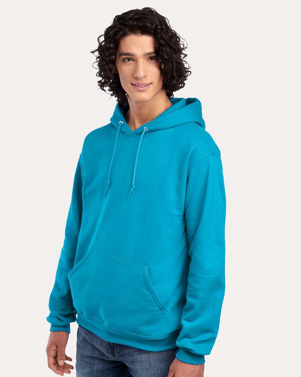 Unisex NuBlend® Hooded Sweatshirt - OnModelSide - B22035763 - California Blue