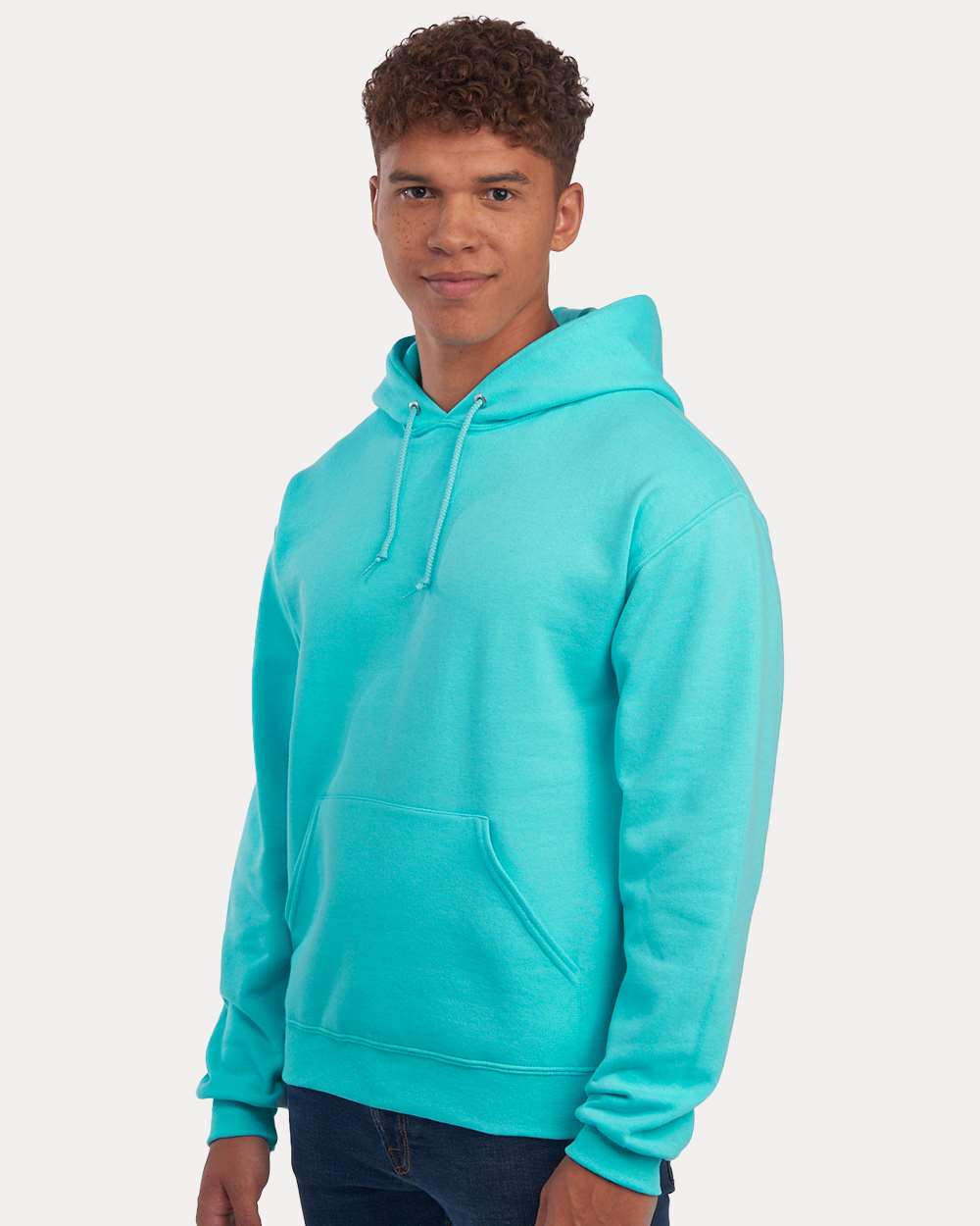 Unisex NuBlend® Hooded Sweatshirt - OnModelSide - B22035813 - Scuba Blue
