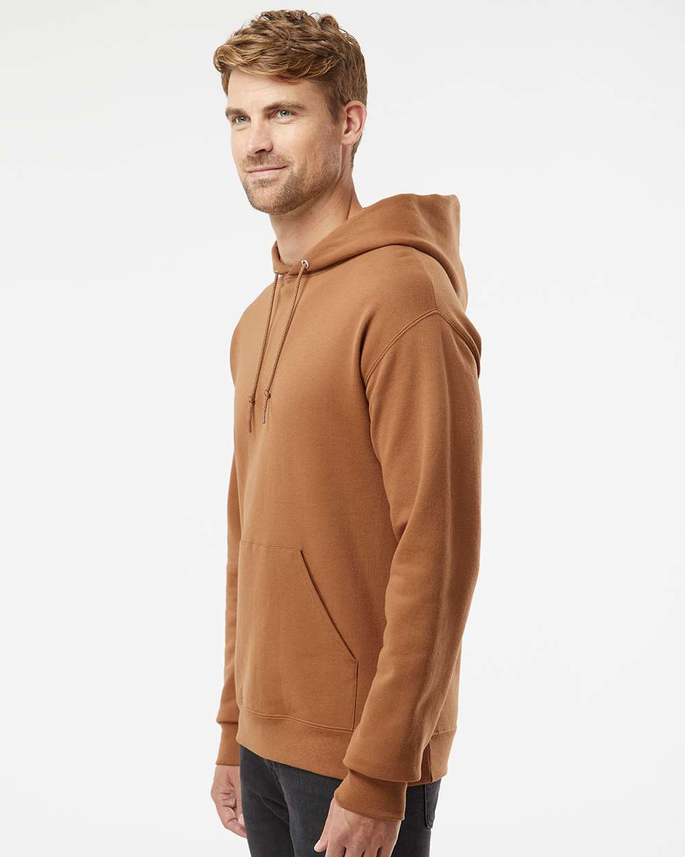Unisex NuBlend® Hooded Sweatshirt - OnModelSide - B22035963 - Golden Pecan