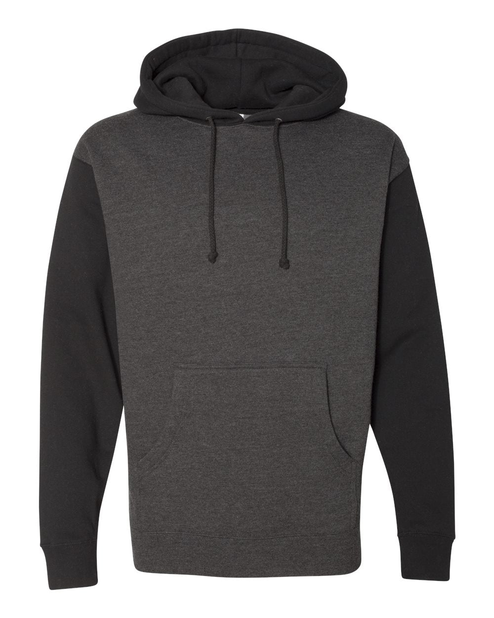 Unisex Heavyweight Hooded Sweatshirt - Front - B22276112 - Charcoal Heather/ Black
