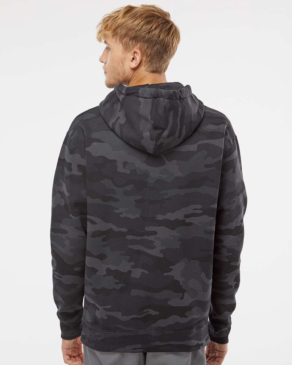 Unisex Heavyweight Hooded Sweatshirt - OnModelBack - B22276512 - Black Camo