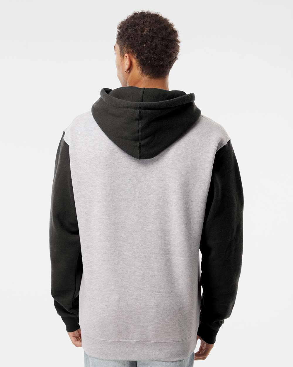 Unisex Heavyweight Hooded Sweatshirt - OnModelBack - B22276582 - Grey Heather/ Black