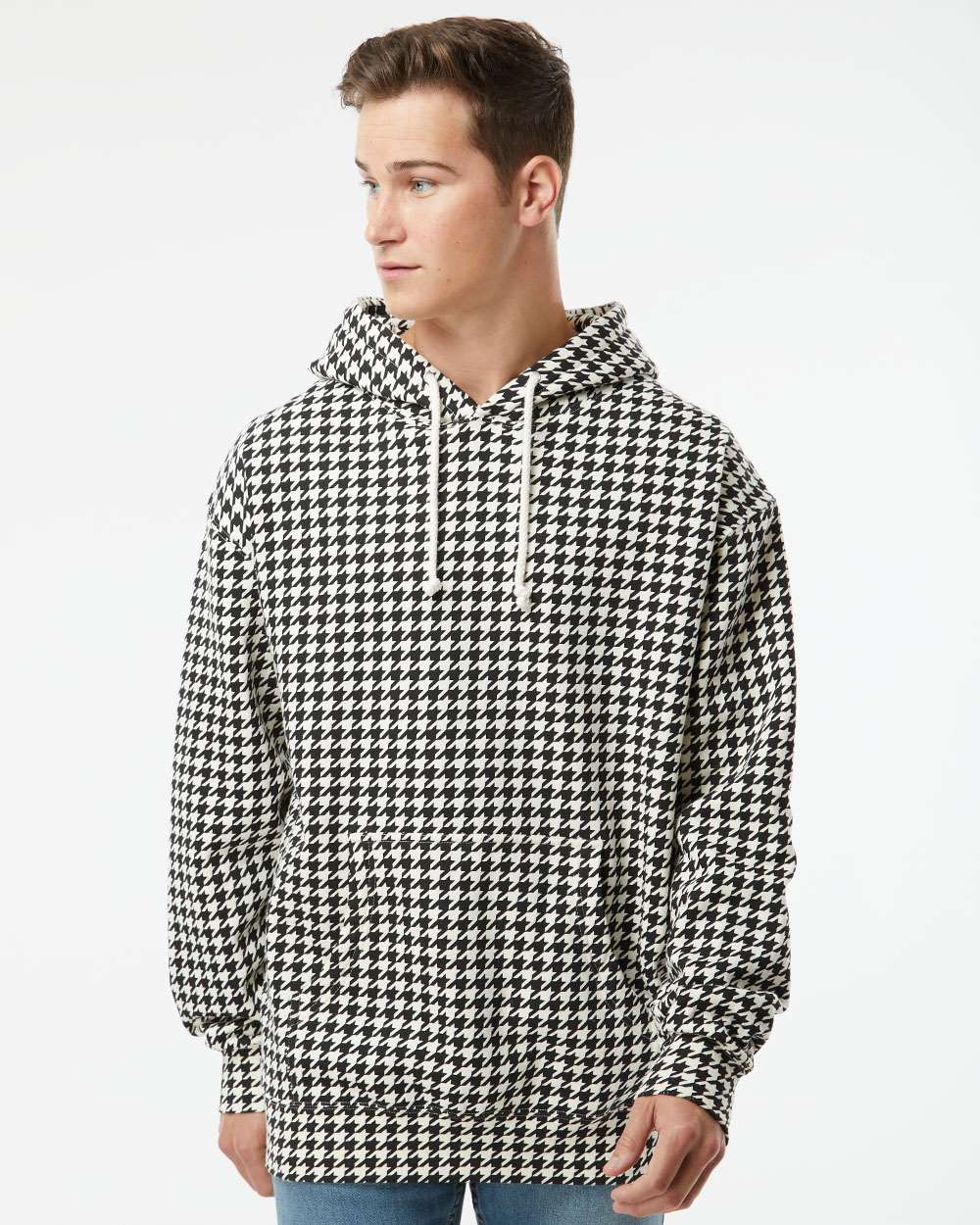 Unisex Heavyweight Hooded Sweatshirt - OnModelFront - B22276022 - Houndstooth