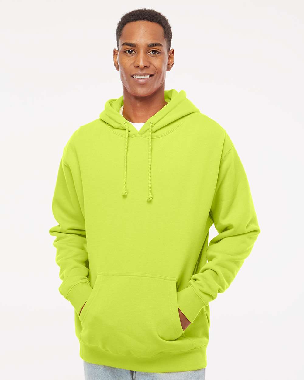 Unisex Heavyweight Hooded Sweatshirt - OnModelFront - B22276172 - Safety Yellow